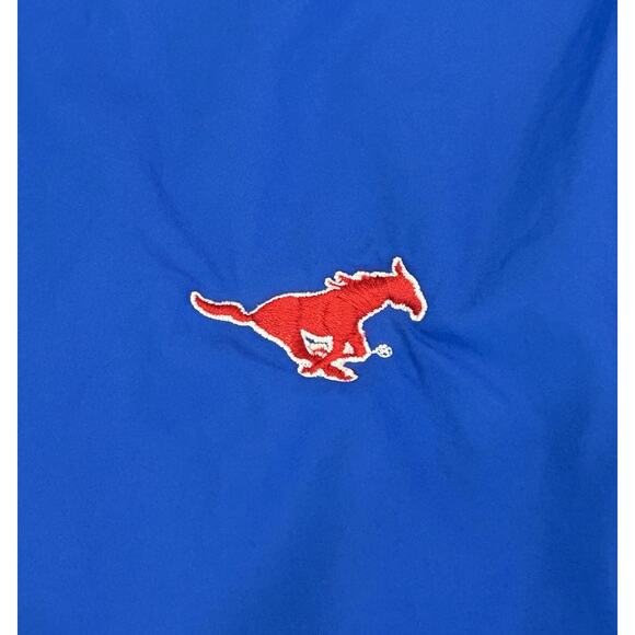 Peter Millar Pullover Windbreaker Mens Size XL Blue SMU Mustangs Logo 1/2 Zip - Picture 2 of 8